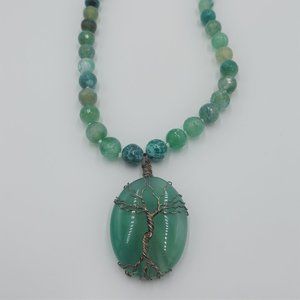 Jade Aventurine green bead necklace